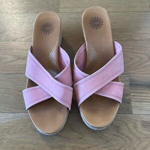 Ugg pink leather slip on sandals